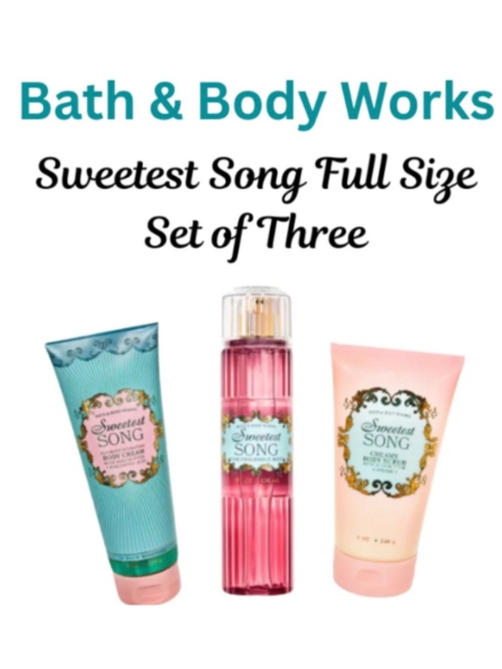 Bath & Body Works Set of 3 Full Size "Sweetest Song" -